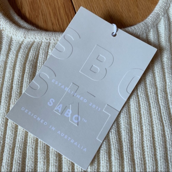 NEW Sabo Skirt Nikkou Knit Crop Tank Top Neutral Cream Neck Acrylic Australia - Picture 11 of 12